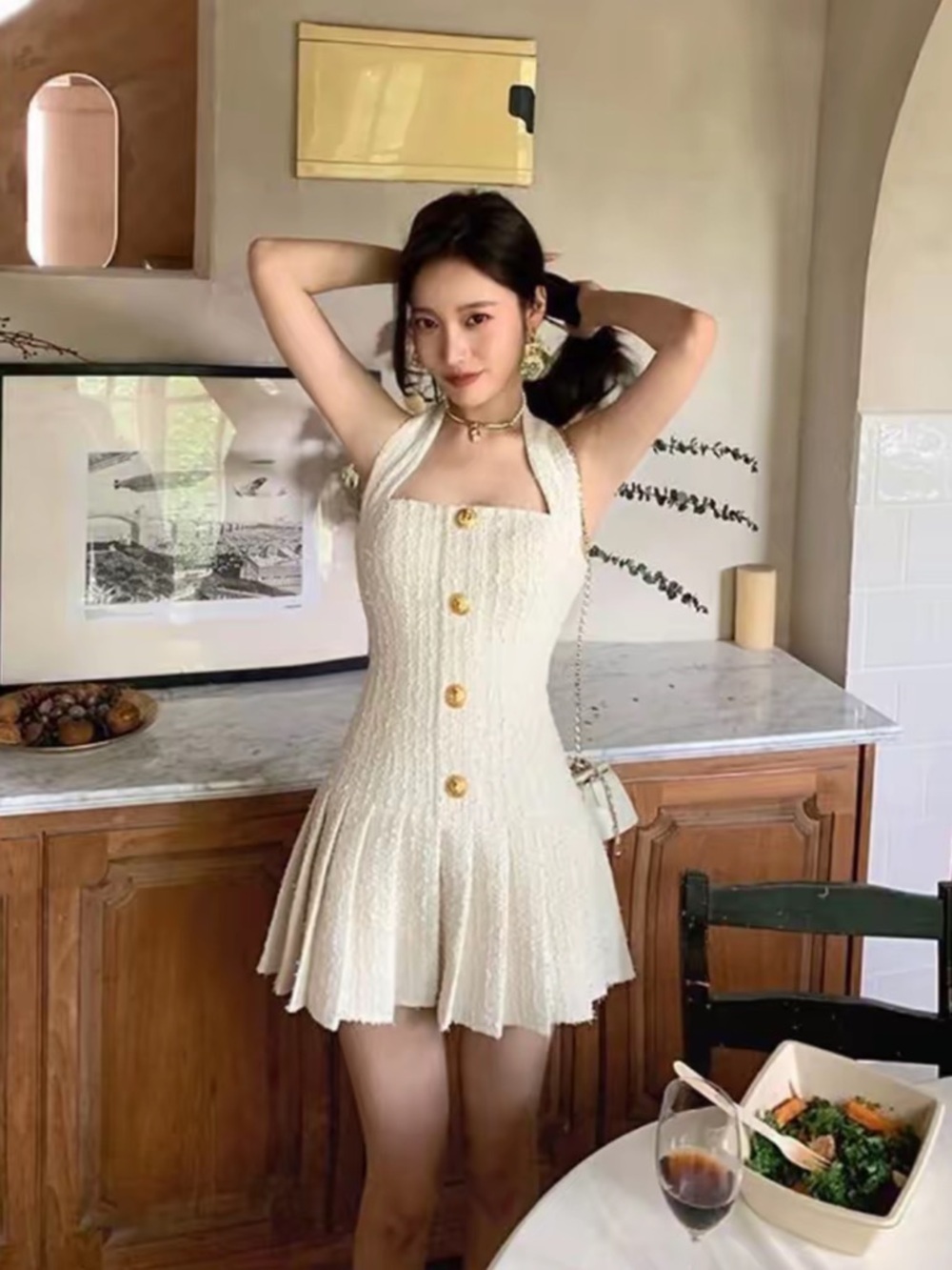 Heiress Pleated Halter Dress - Picture 3 of 10
